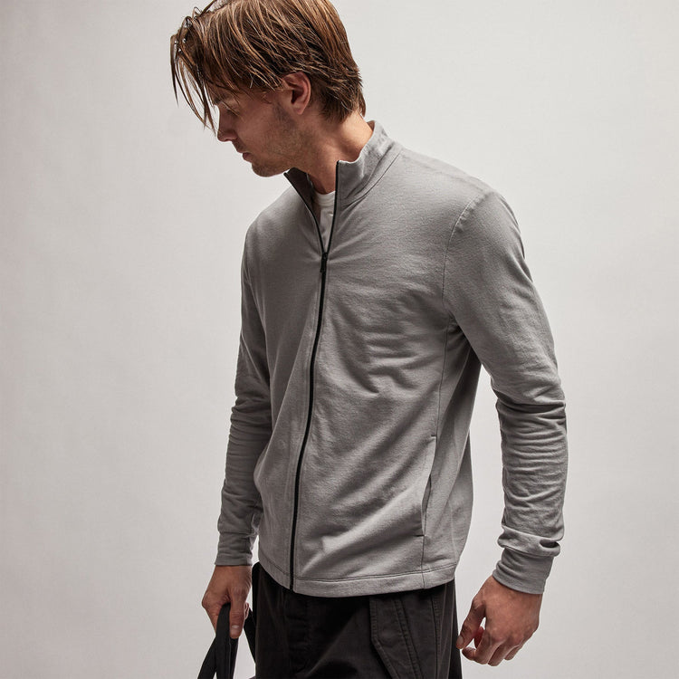 French Terry Zip Up in Silver Grey | James Perse Los Angeles
