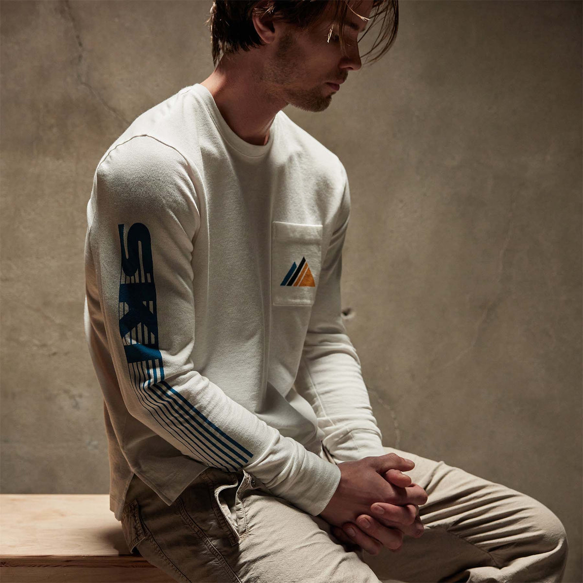 Long Sleeve Ski Patrol Graphic in White | James Perse Los Angeles