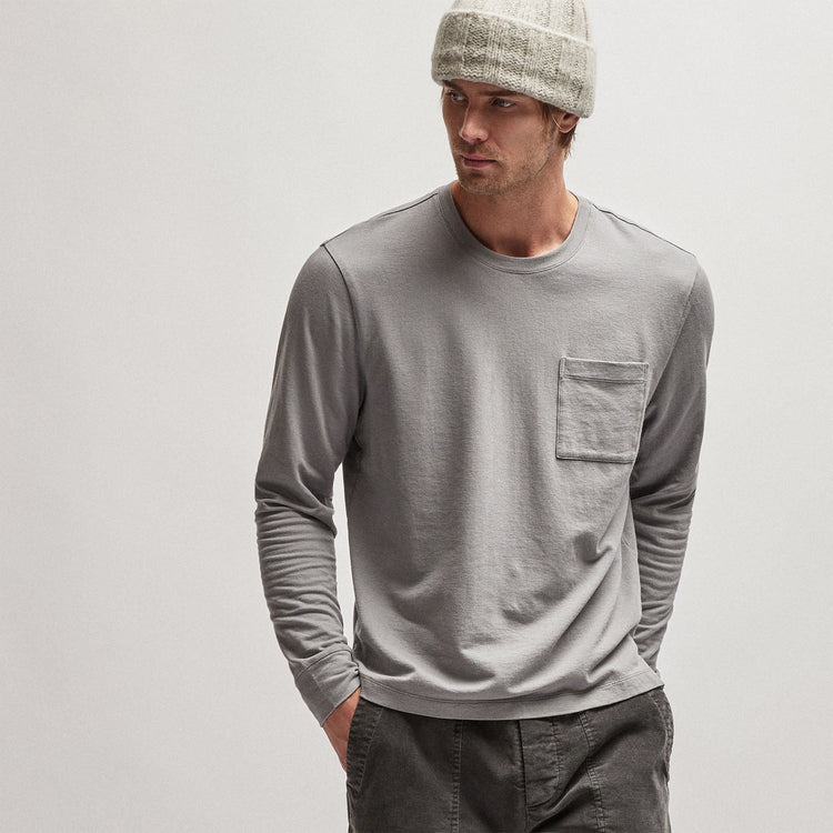 French Terry Pocket Crew in Silver Grey | James Perse Los Angeles
