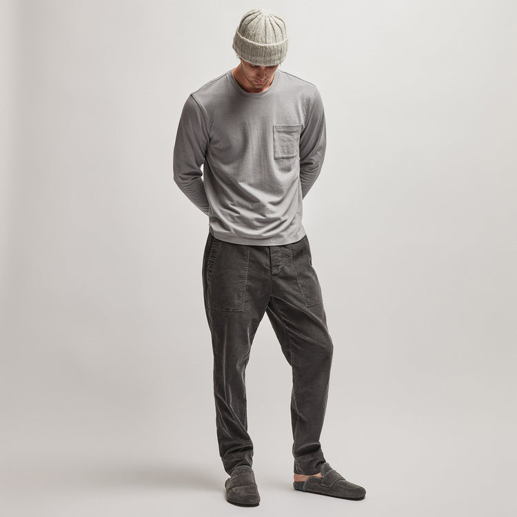 French Terry Pocket Crew in Silver Grey | James Perse Los Angeles