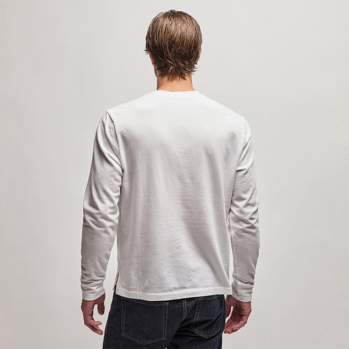 French Terry Pocket Crew in White | James Perse Los Angeles