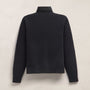 Suede Front Zip Up Sweater in Black | James Perse Los Angeles FLAT