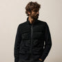 Suede Front Zip Up Sweater in Black | James Perse Los Angeles