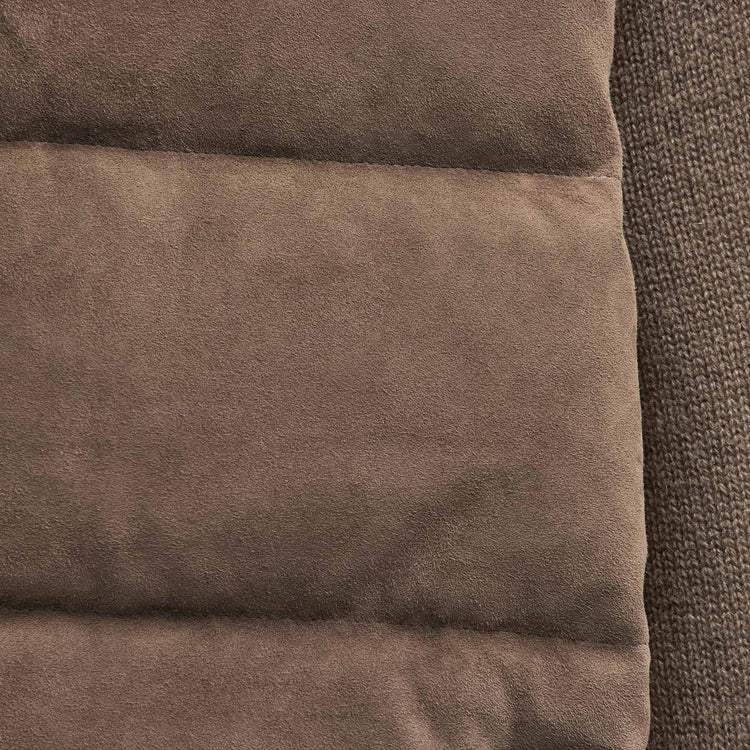 Suede Front Zip Up Sweater in Caribou | James Perse Los Angeles FLAT