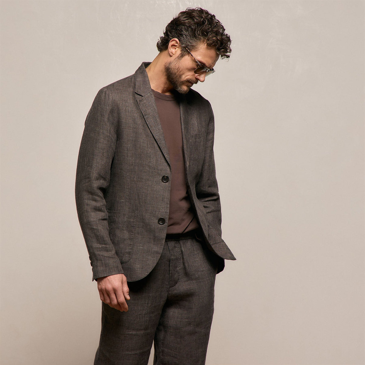 Montecito Linen Blazer in Bark | James Perse Los Angeles