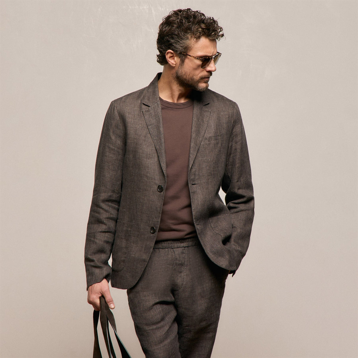 Montecito Linen Blazer in Bark | James Perse Los Angeles