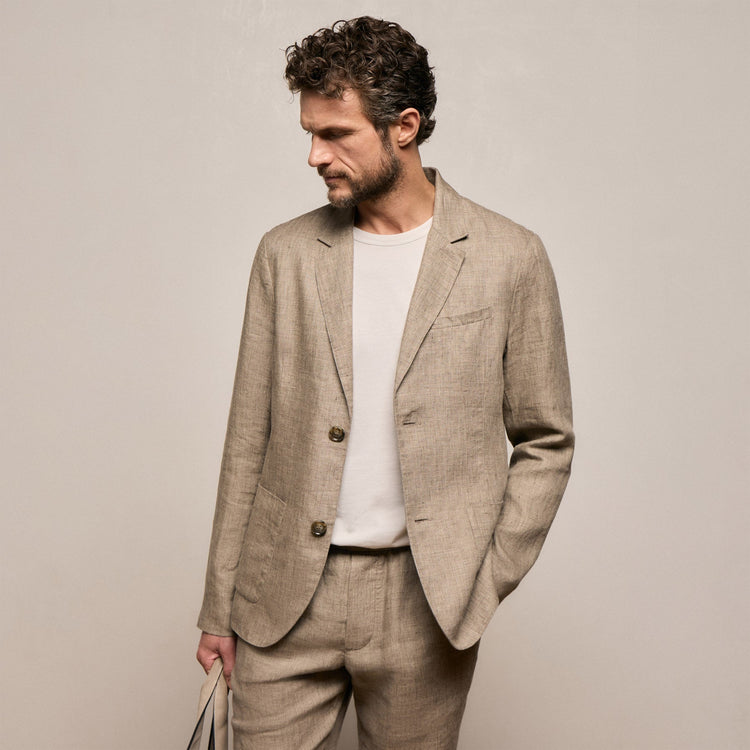 Montecito Linen Blazer in Soft Beige | James Perse Los Angeles