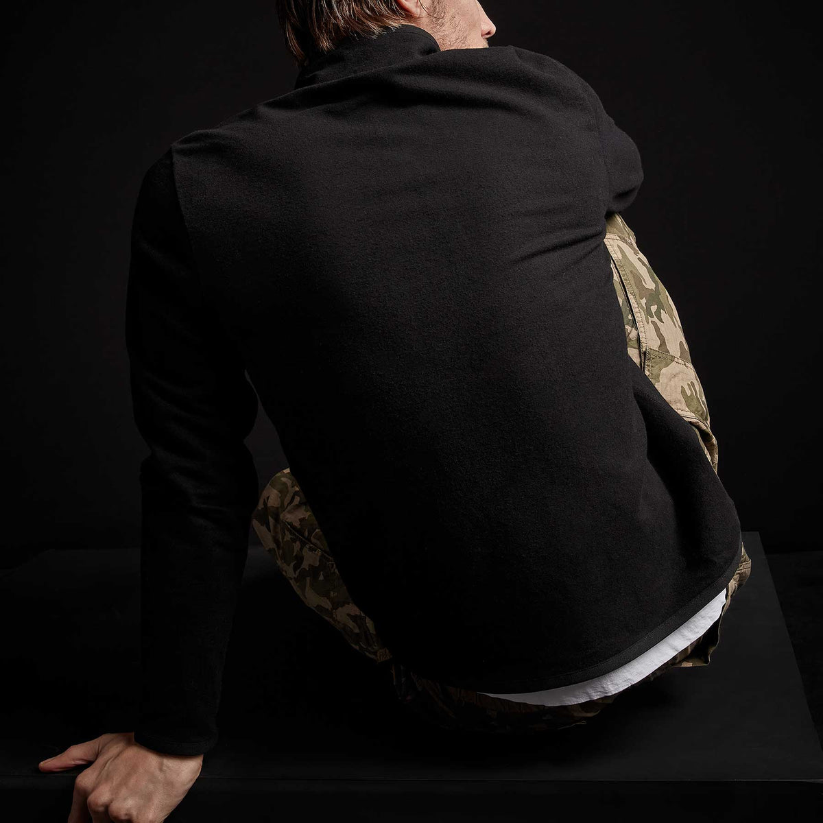 Brushed Terry Funnel Neck Jacket - Black | James Perse Los Angeles