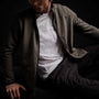 Brushed Terry Funnel Neck Jacket - Bark | James Perse Los Angeles