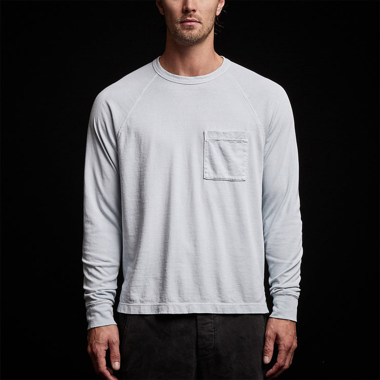 Beefy Cotton Jersey Pocket Raglan in Baby Blue Pigment | James Perse Los Angeles