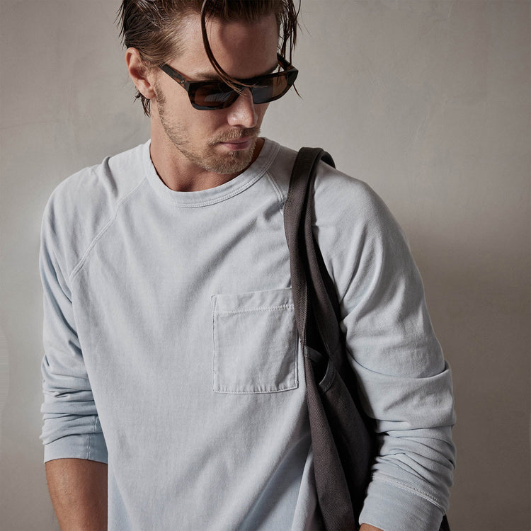 Beefy Cotton Jersey Pocket Raglan in Baby Blue Pigment | James Perse Los Angeles