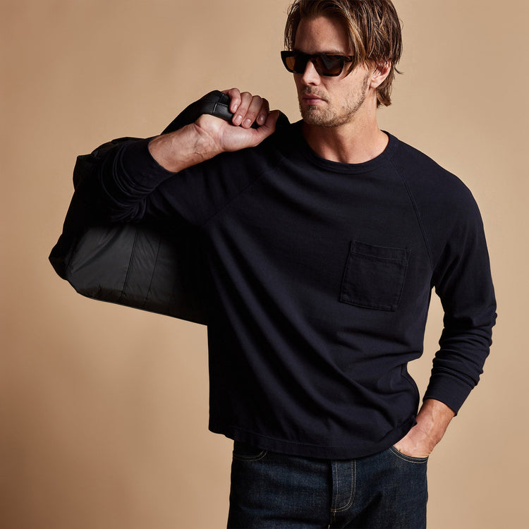 Beefy Cotton Jersey Pocket Raglan in French Navy | James Perse Los Angeles