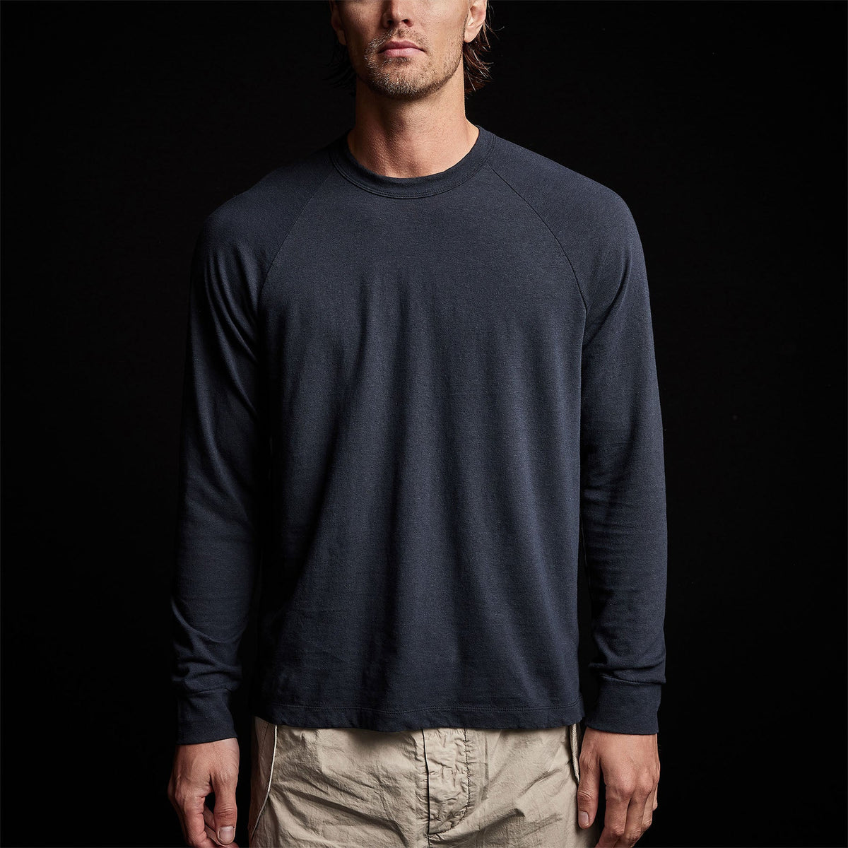 Soft Slub Jersey Raglan Shirt in Blue Oil | James Perse Los Angeles 