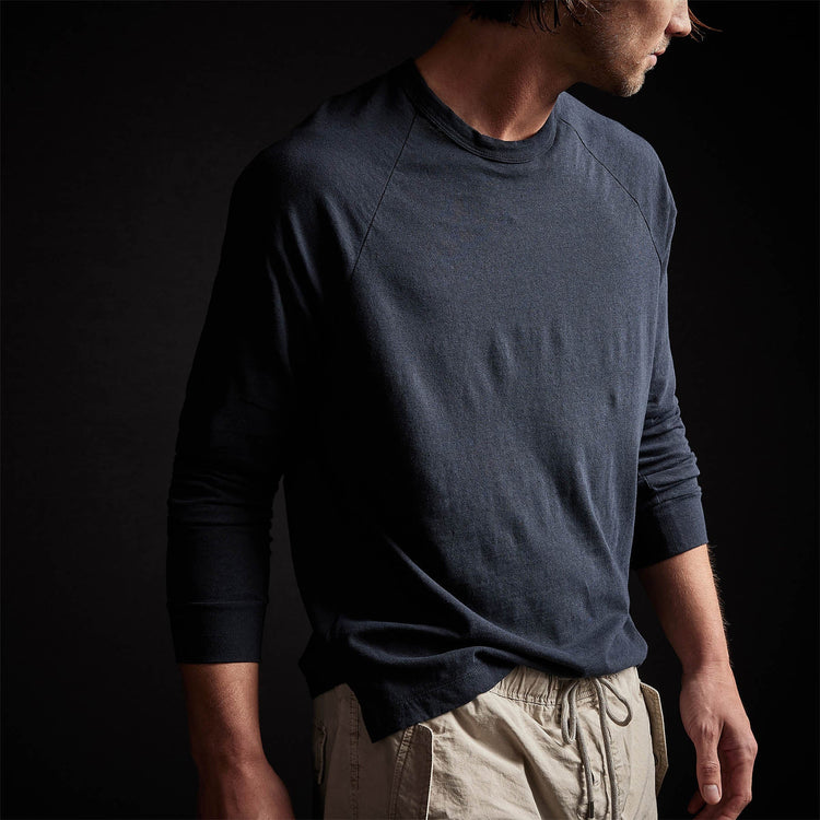 Soft Slub Jersey Raglan Shirt in Blue Oil | James Perse Los Angeles 