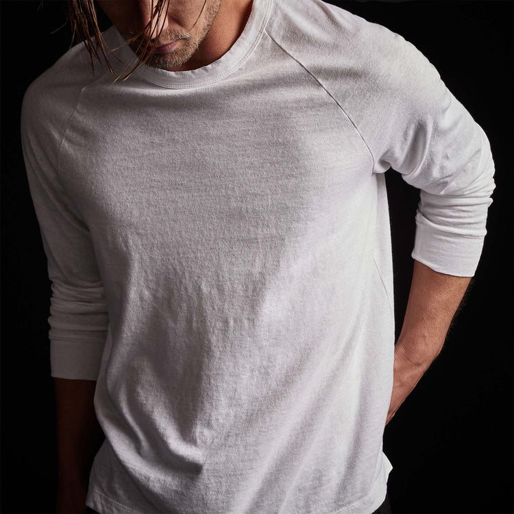 Soft Slub Jersey Raglan Shirt in White | James Perse Los Angeles 