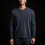 Soft Slub Jersey Long Sleeve Henley in Blue Oil | James Perse Los Angeles 