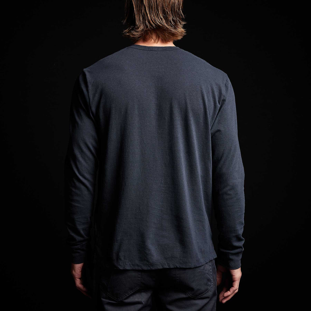 Soft Slub Jersey Long Sleeve Henley in Blue Oil | James Perse Los Angeles 
