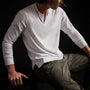 Soft Slub Jersey Long Sleeve Henley in White | James Perse Los Angeles 