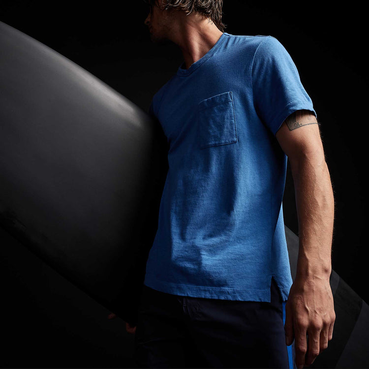 Soft Slub Jersey Short Sleeve Pocket Tee in Electric Blue | James Perse Los Angeles 