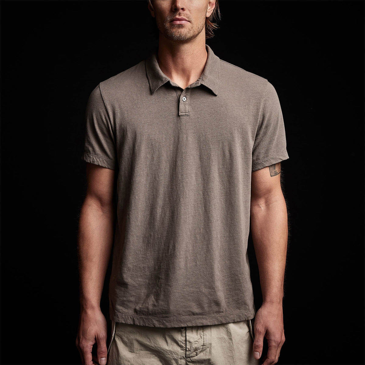 Soft Slub Jersey Short Sleeve Polo in River Rock | James Perse Los Angeles 