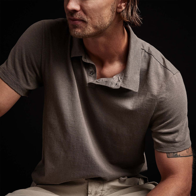Soft Slub Jersey Short Sleeve Polo in River Rock | James Perse Los Angeles 