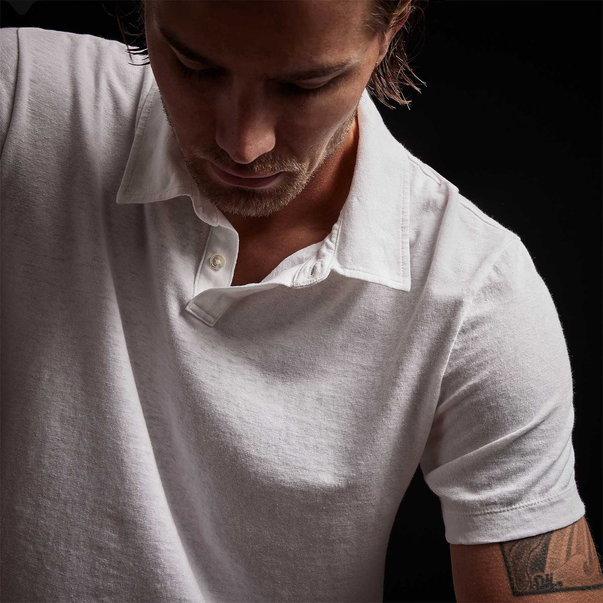 Soft Slub Jersey Short Sleeve Polo in White | James Perse Los Angeles 