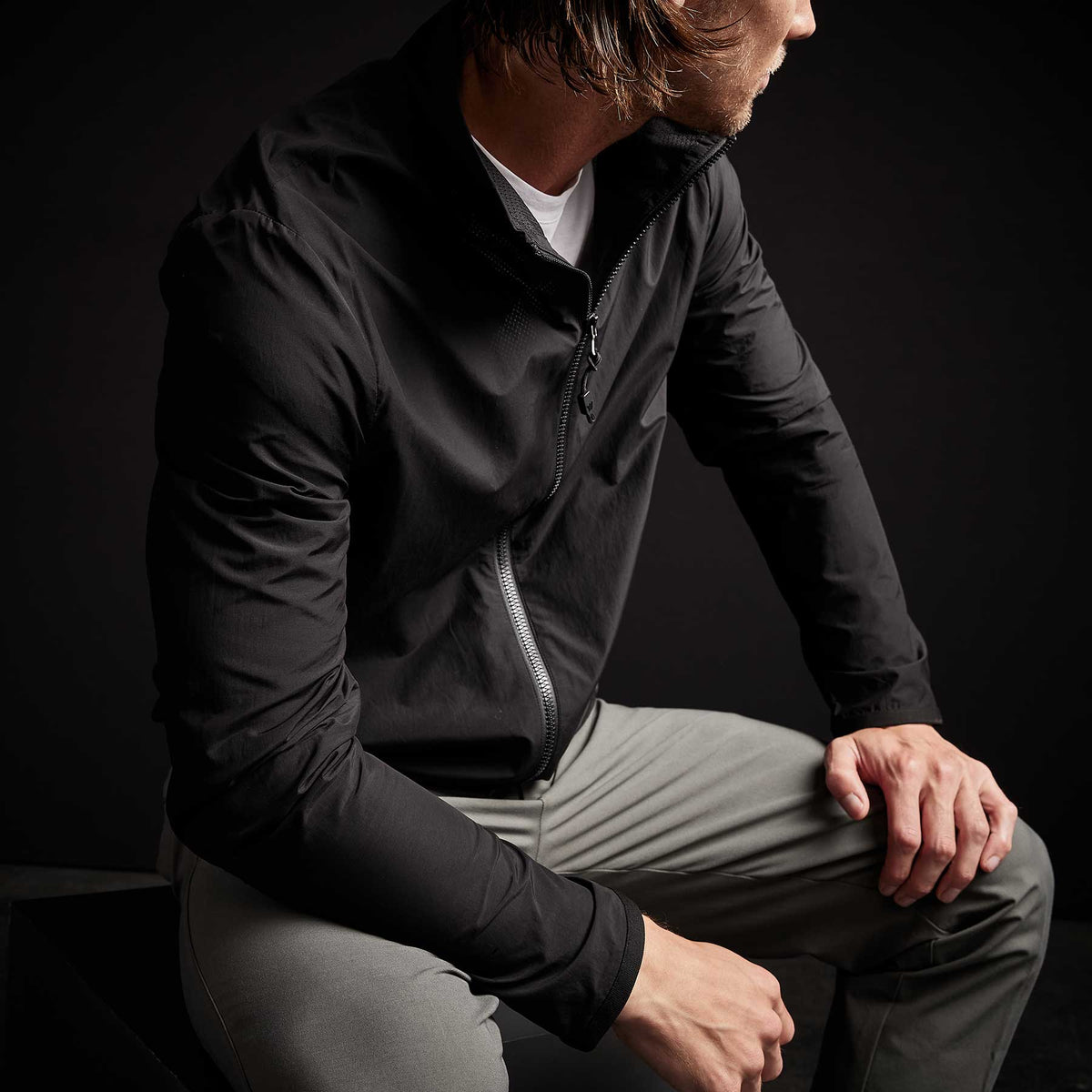 Cotton Nylon Windbreaker in Black | James Perse Los Angeles