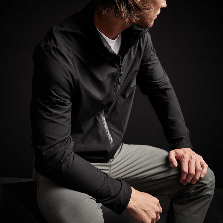 Cotton Nylon Windbreaker in Black | James Perse Los Angeles