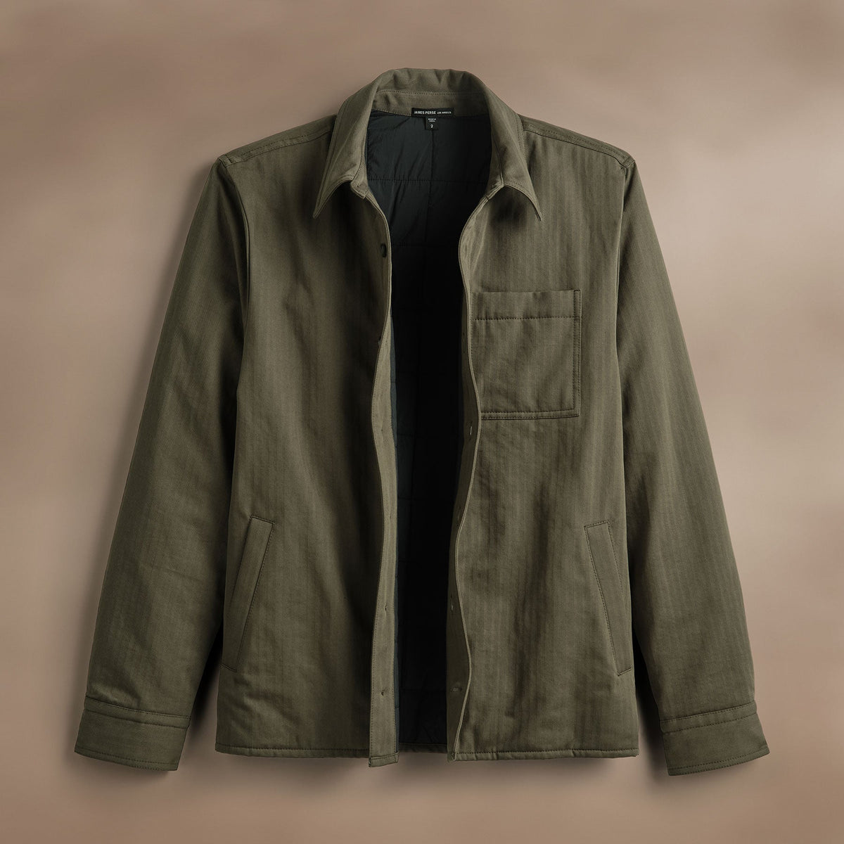 Herringbone Shirt Jacket - Army Green