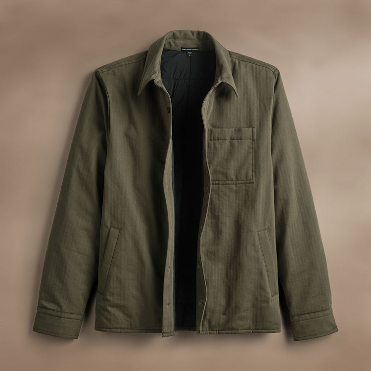 Herringbone Shirt Jacket - Army Green
