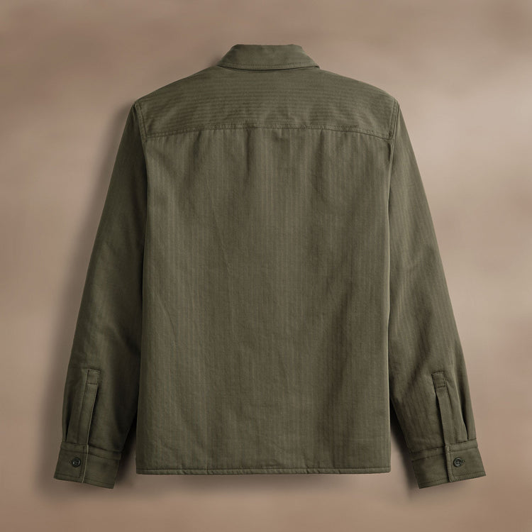 Herringbone Shirt Jacket  in Army Green Pigment | James Perse Los Angeles
