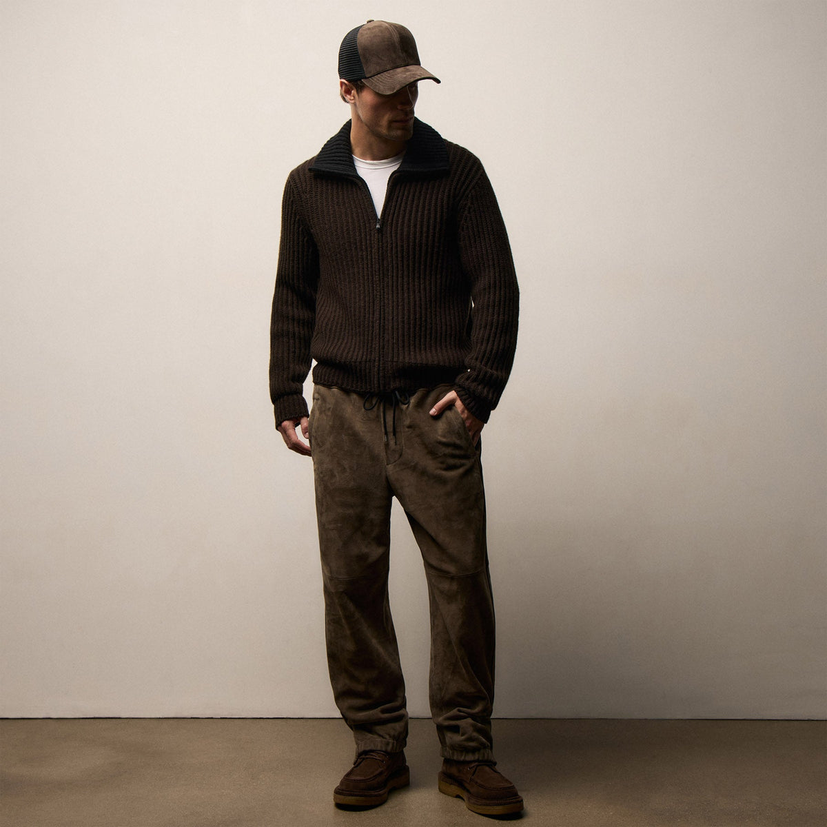 Suede Track Pant In Caribou | James Perse Los Angeles