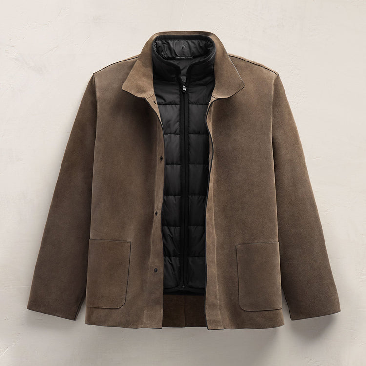 Suede Ranch Jacket in Caribou | James Perse Los Angeles FLAT