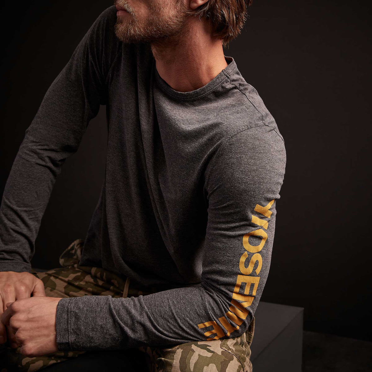 Y/OSEMITE Melange Tech Jersey Crew - Black | James Perse Los Angeles