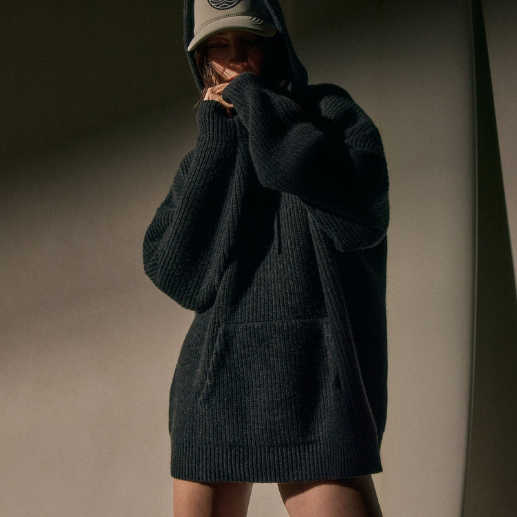 Oversized Hooded Sweater in Coal | James Perse Los Angeles / Womens