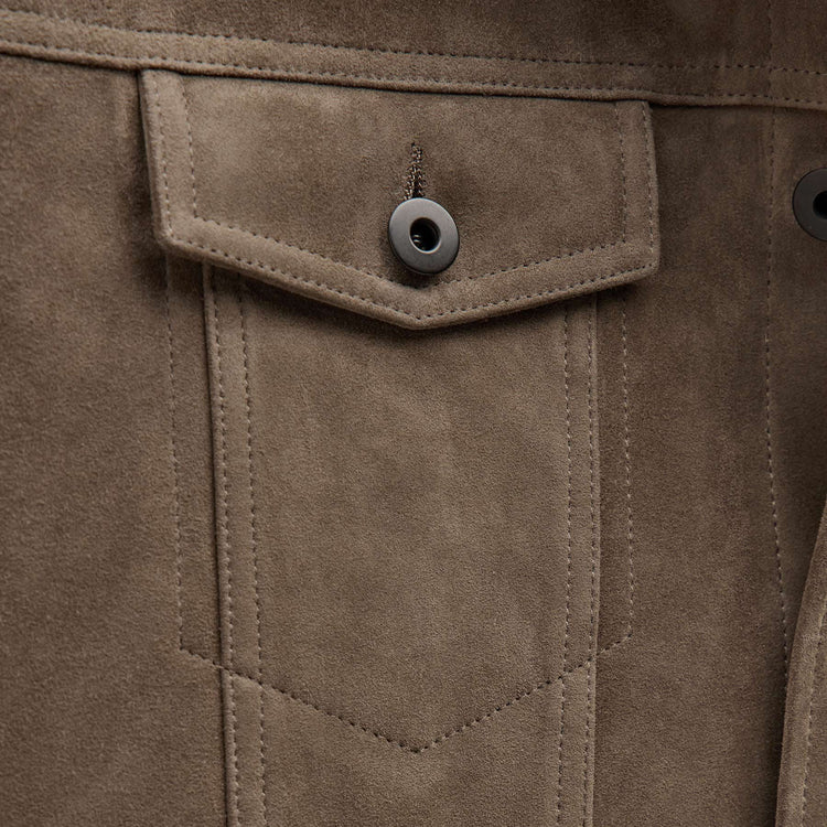 Suede Trucker Jacket in Caribou | James Perse Los Angeles