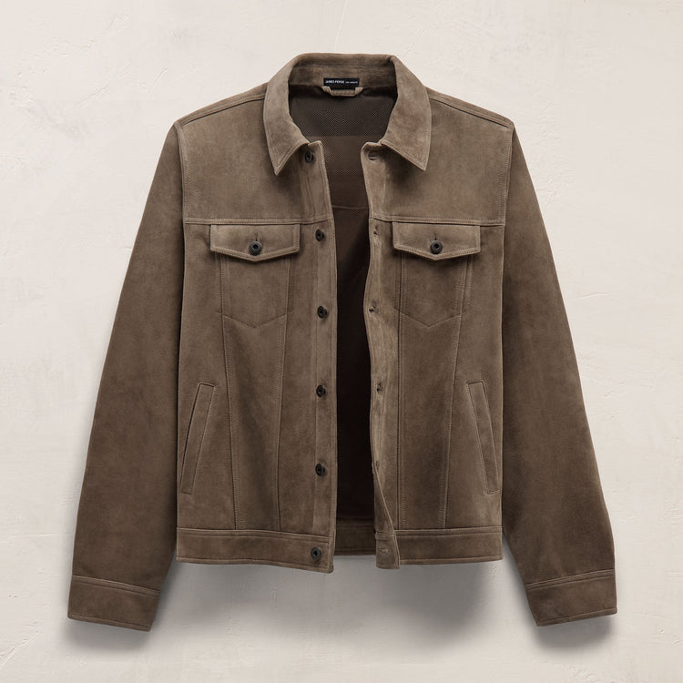 Suede Trucker Jacket in Caribou | James Perse Los Angeles