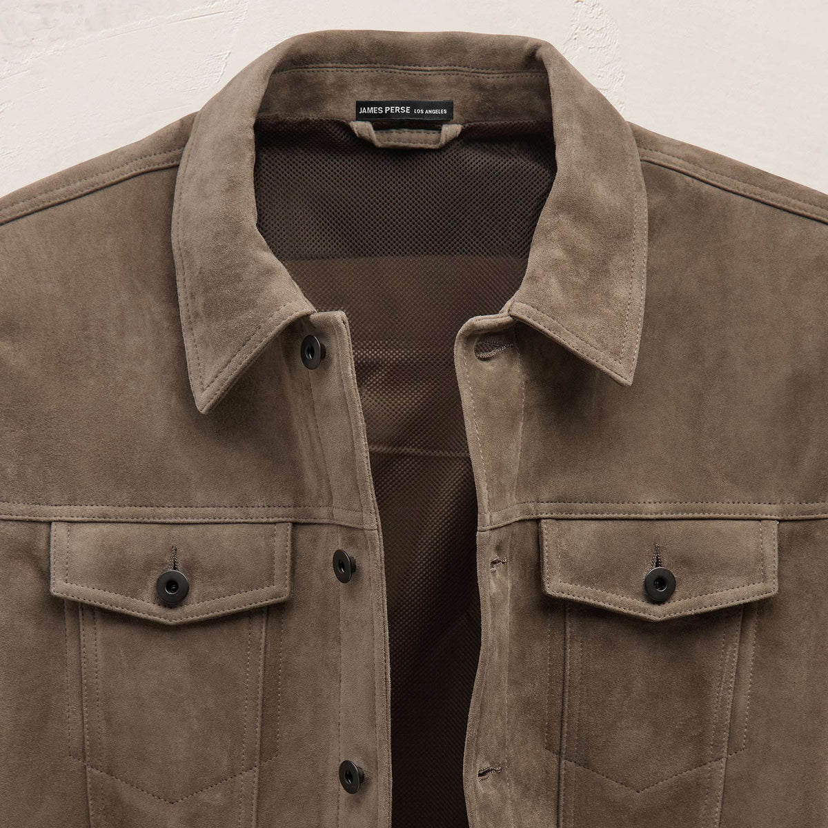 Suede Trucker Jacket in Caribou | James Perse Los Angeles