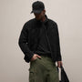 Quilted Suede Snap Front Jacket in Black | James Perse Los Angeles