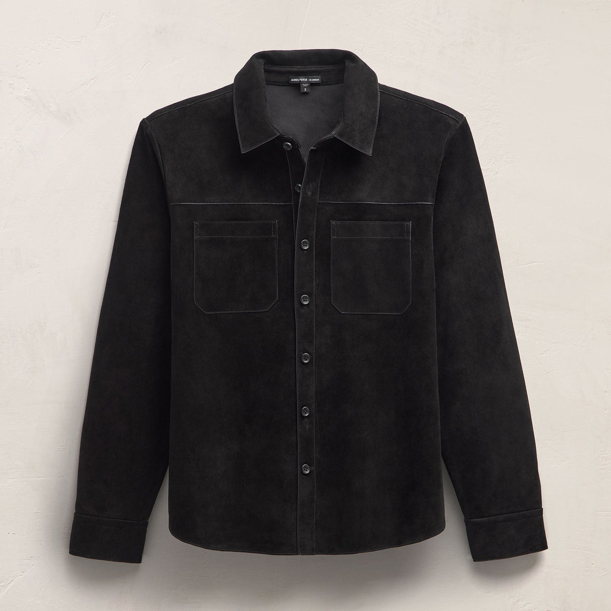 Suede Western Shirt in Black | James Perse Los Angeles FLAT