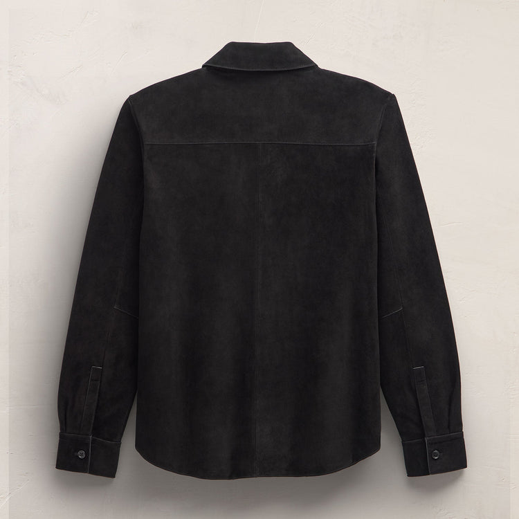Suede Western Shirt in Black | James Perse Los Angeles FLAT