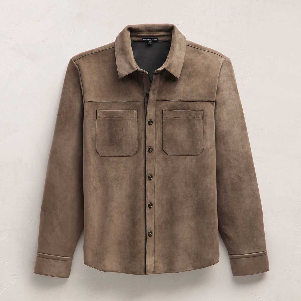 Suede Western Shirt in Caribou | James Perse Los Angeles FLAT