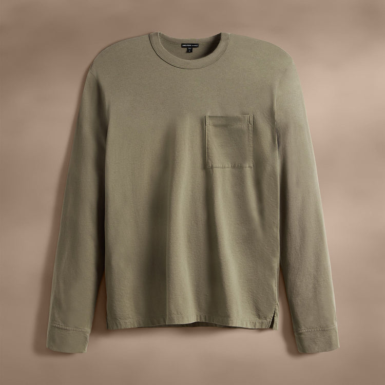 Long Sleeve Pocket Crew in Peet | James Perse Los Angeles