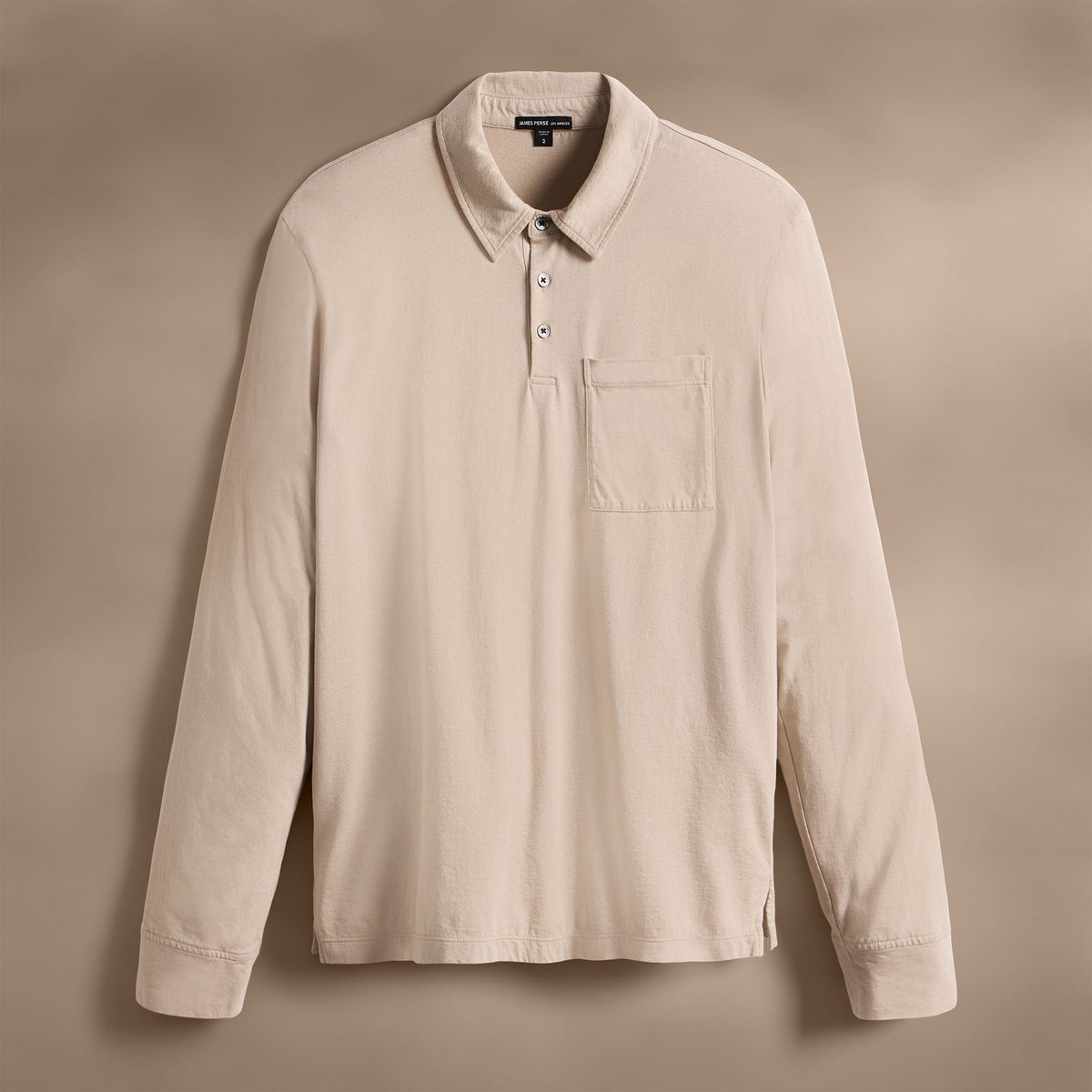 Long Sleeve Pocket Polo in Faint | James Perse Los Angeles