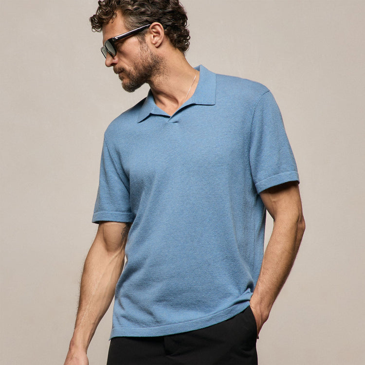 Organic Cotton Cashmere Polo in Denim | James Perse Los Angeles