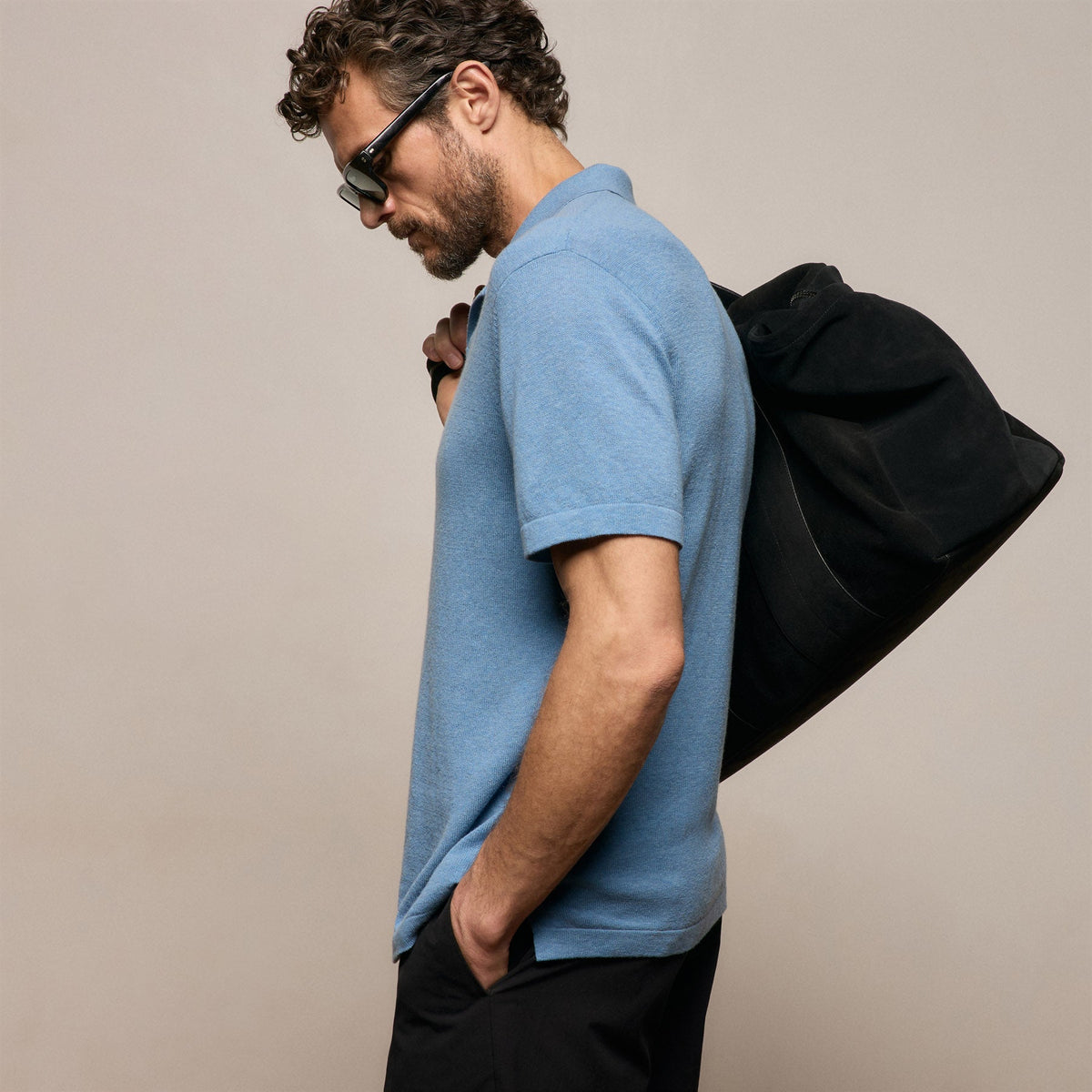 Cotton Cashmere Polo in Denim | James Perse Los Angeles