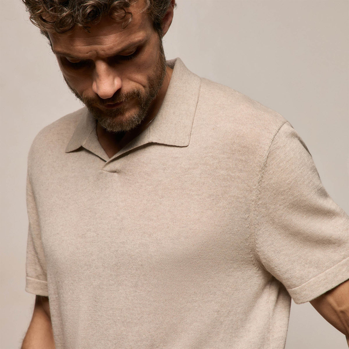 Cotton Cashmere Polo in Wheat | James Perse Los Angeles