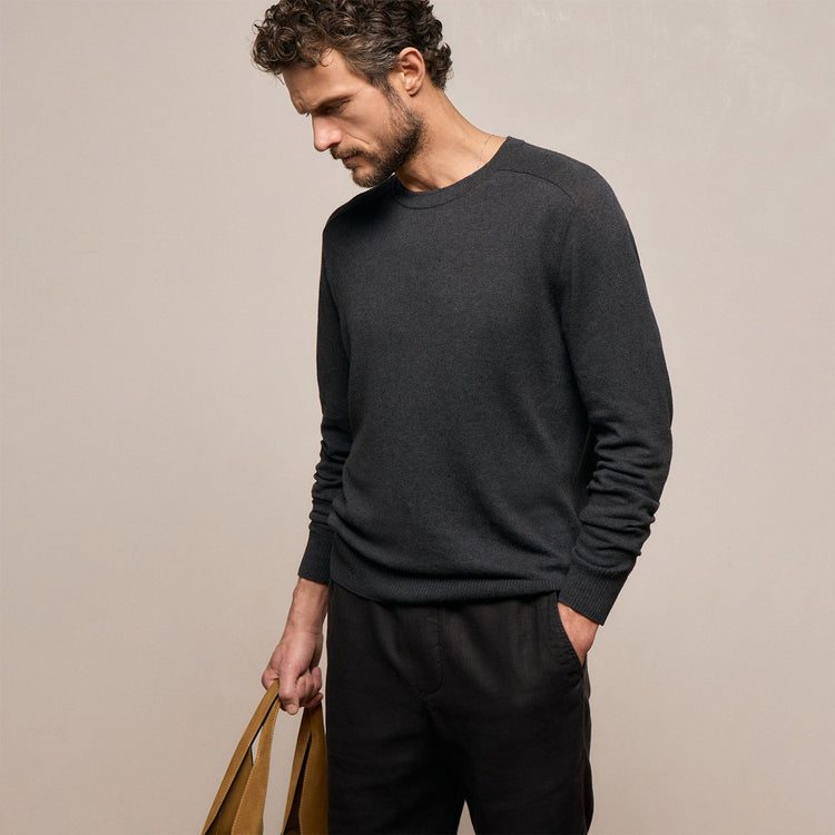 Cotton Cashmere Raglan Crew in Coal | James Perse Los Angeles