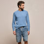 Organic Cotton Cashmere Raglan Crew in Denim | James Perse Los Angeles