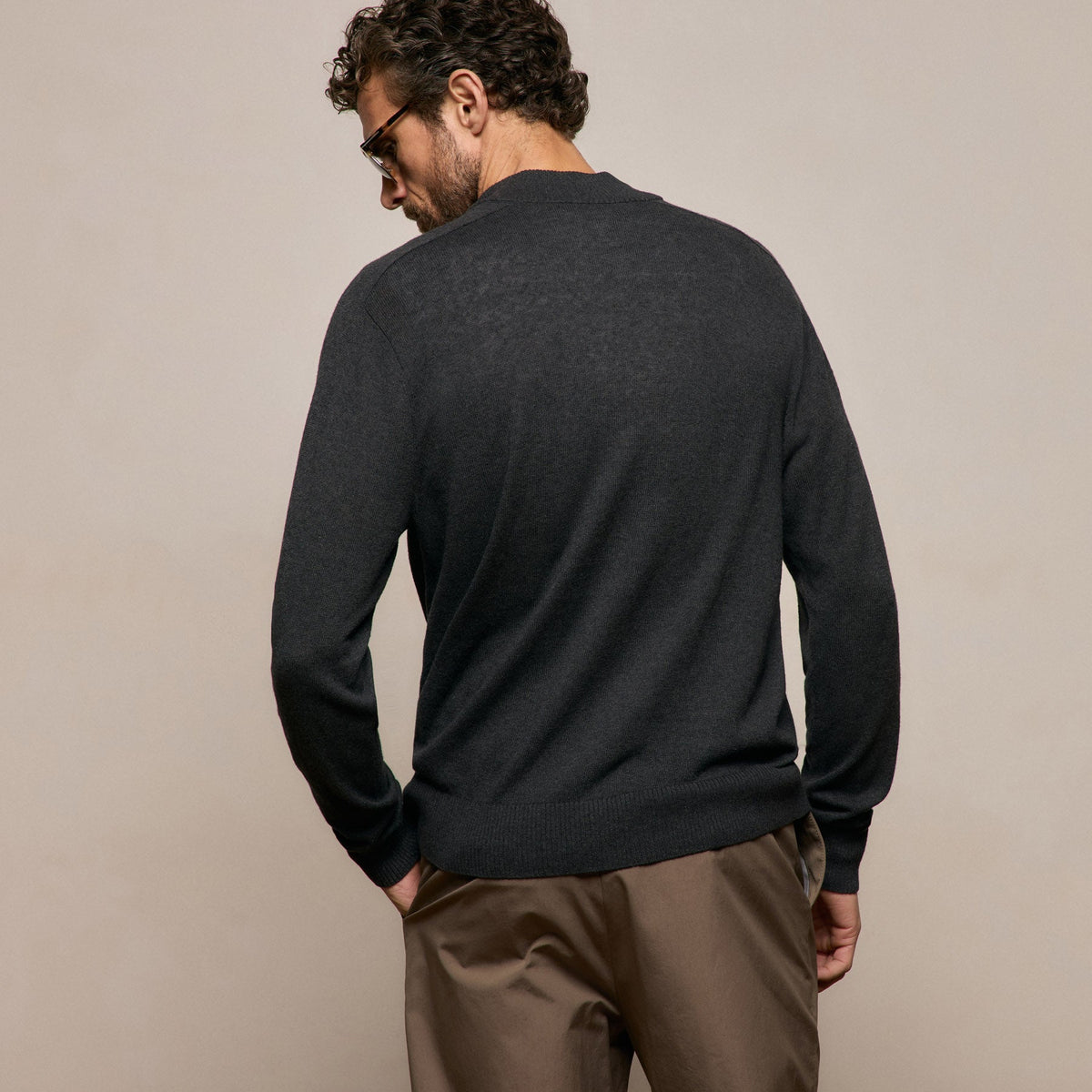 Cotton Cashmere Half Zip in Coal | James Perse Los Angeles